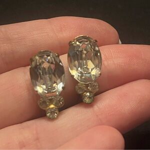 Vintage Coro Sterling Rhinestone Clip Earrings